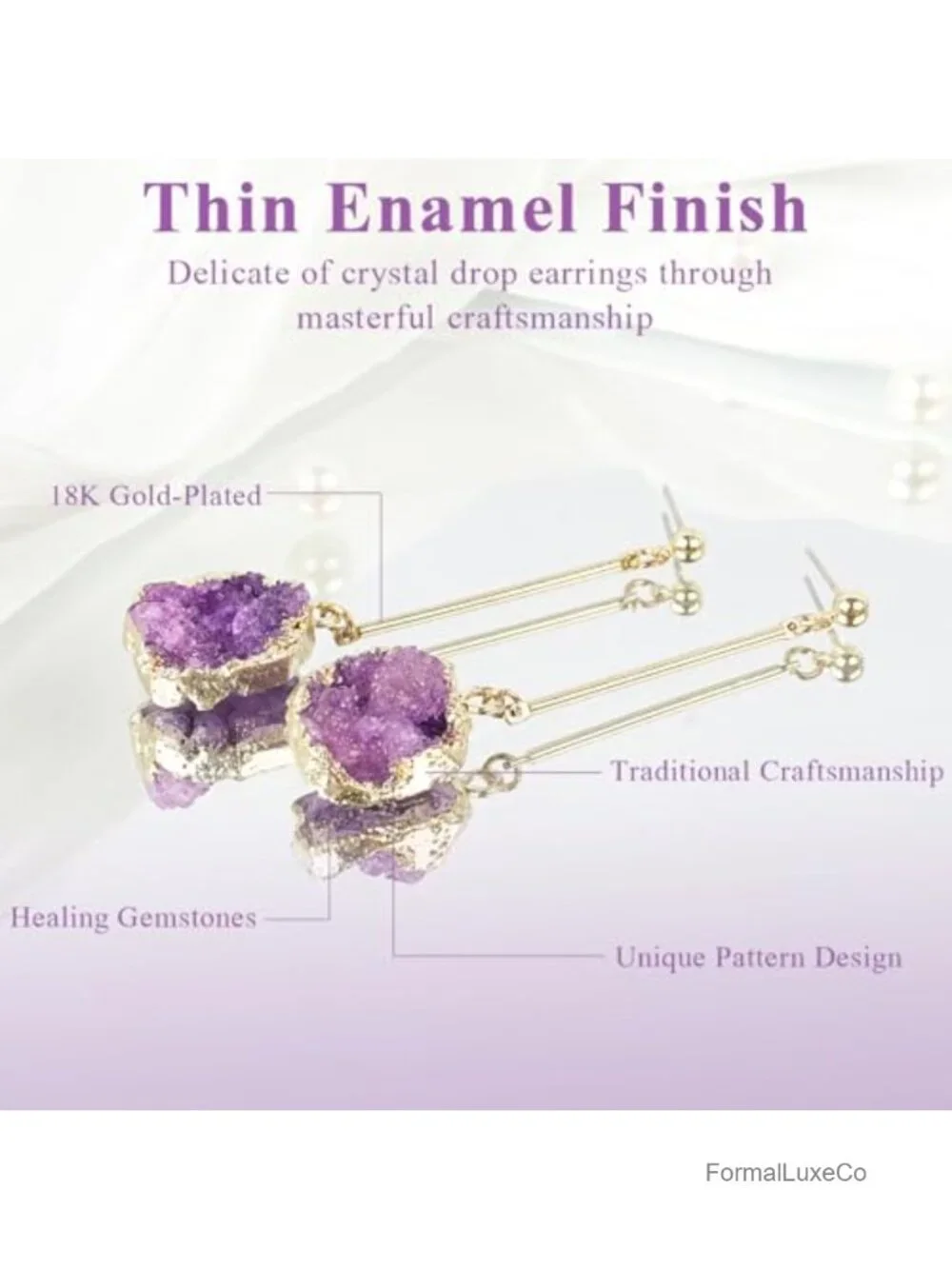 Hypoallergenic 18K Gold Plated Long Dangle Crystal Earrings with Gift Box